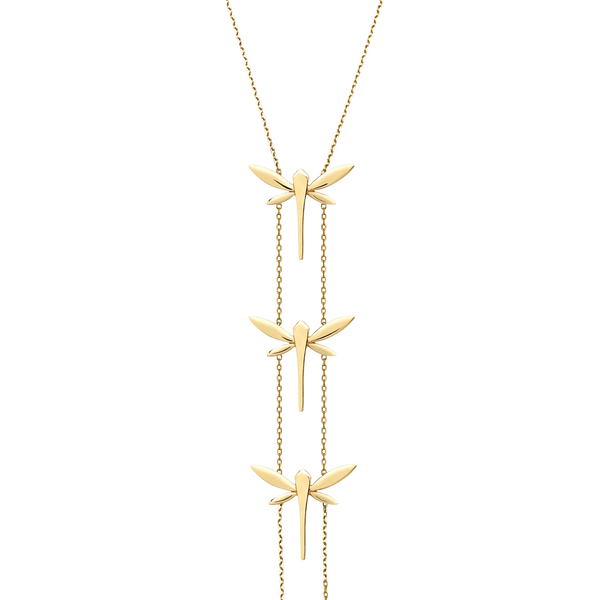 Long Three Dragonfly Necklace
