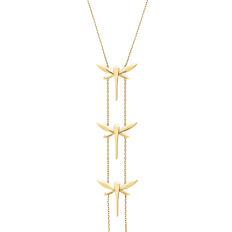 Long Three Dragonfly Necklace