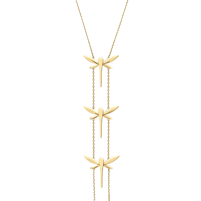 Long Three Dragonfly necklace