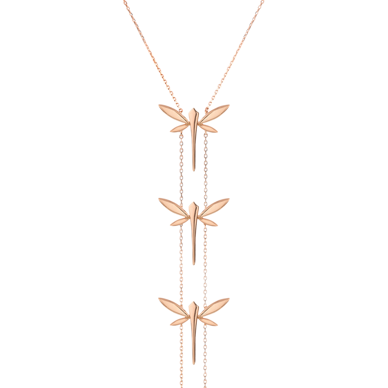 Long Three Dragonfly necklace