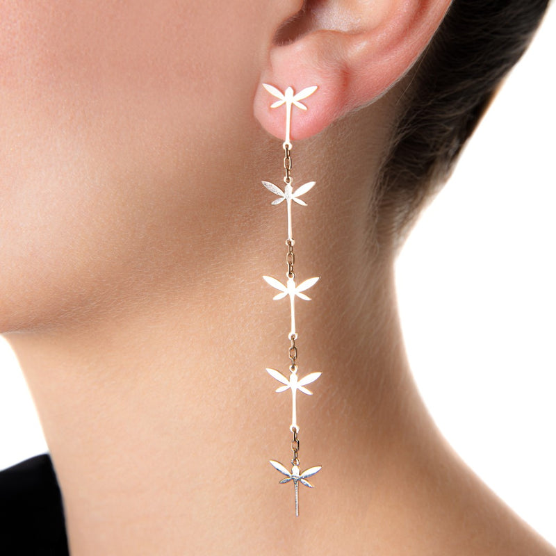 Mini Dragonfly chain earrings